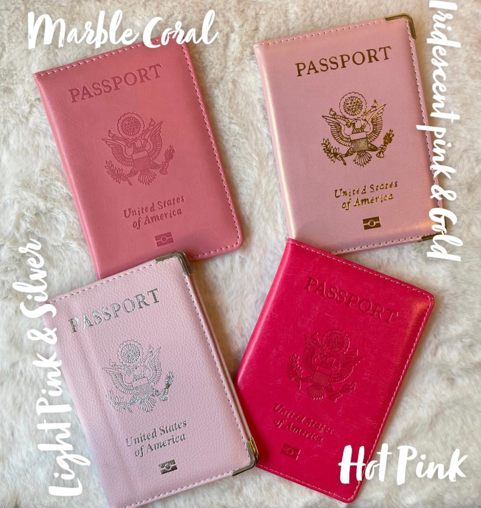 Pink Passport Cover Passport & Vaccination Card Holder USA Etsy