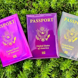 Chrome & Gold Passport Covers Vaccination Card Holder Hologram Passport Cover w/Customization Available PLP Chrome Passport Covers ™