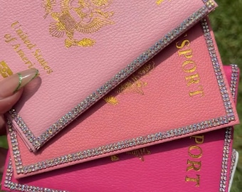 Bling Passport Cover Passport & Vaccination Card Holder USA Emblem