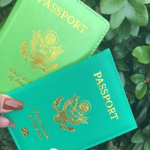 Green Orange Yellow Passport Cover, Passport & Vaccination Card Holder USA w/Customization available