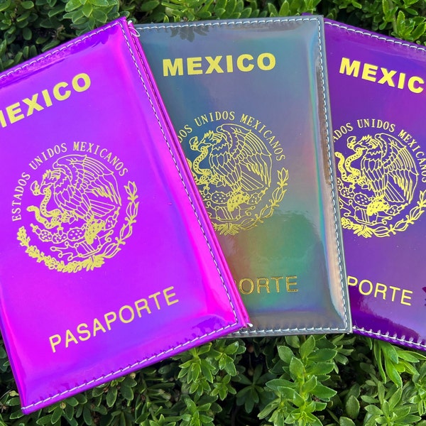 Mexico Passport Cover Vaccination Card Holder Chrome Hologram Passport Cover w/Customization Available PLP Chrome Passport Covers ™