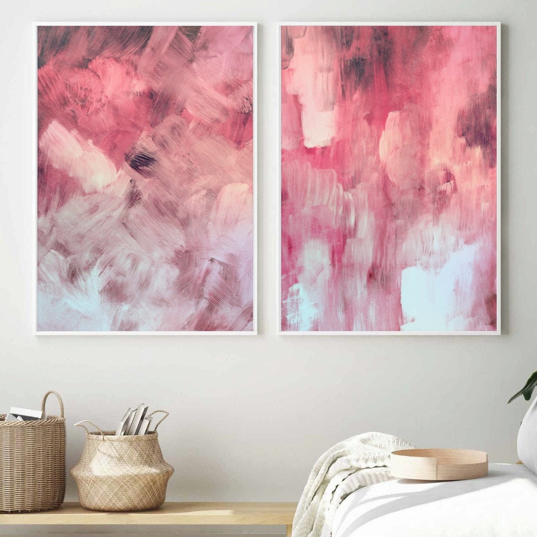 Pink & White Painting Wall Art Painting Print Pink Decor Etsy