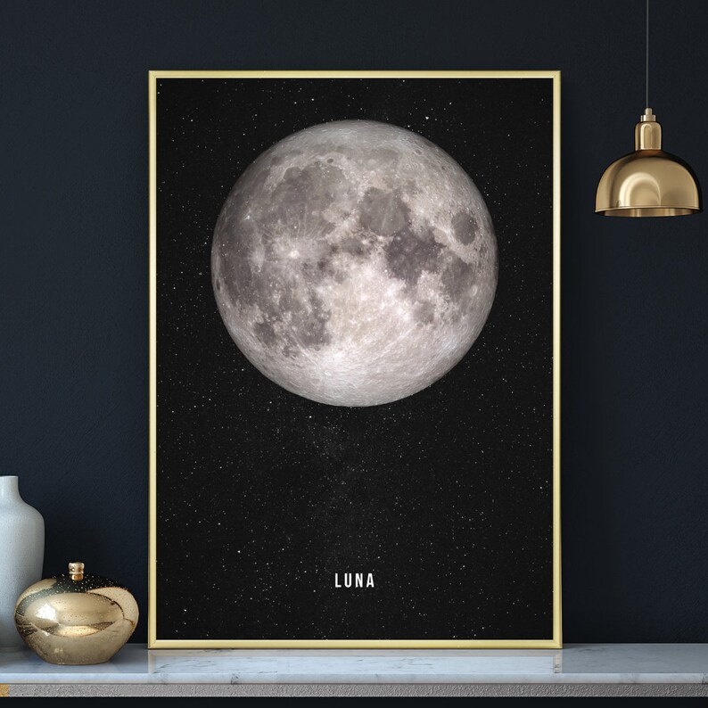 Moon Poster Moon Print Moon Decor Full Moon Moon Phase Etsy