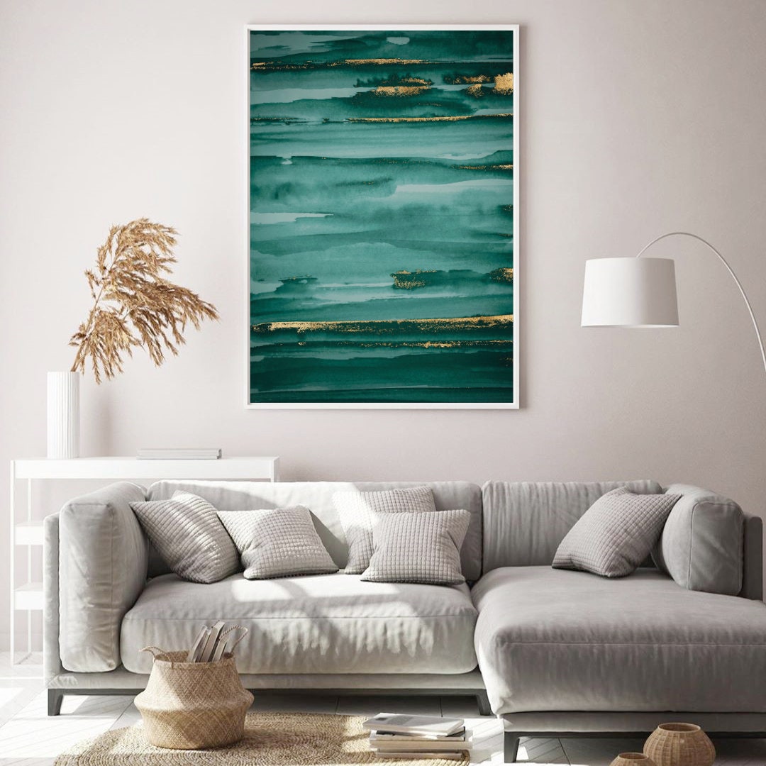 Green and Gold Painting Print Wall Art Print Painting Print Etsy