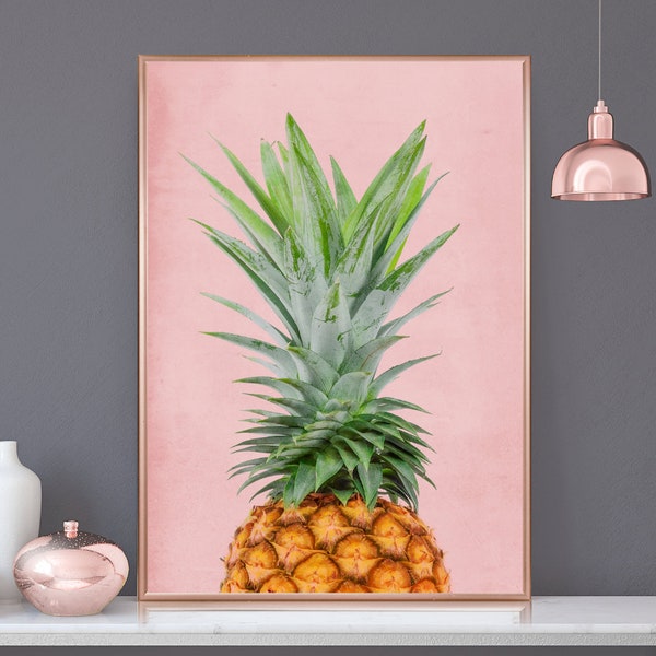 Pineapple Pink Wall Print, Tropical Print, Pineapple Poster, Pineapple Art, Pineapple Print, Wall Art,  Scandinavian, Minimalist, Boho Art