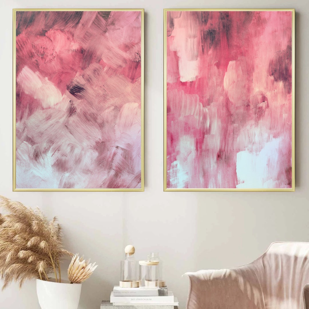 Pink & White Painting Wall Art Painting Print Pink Decor Etsy