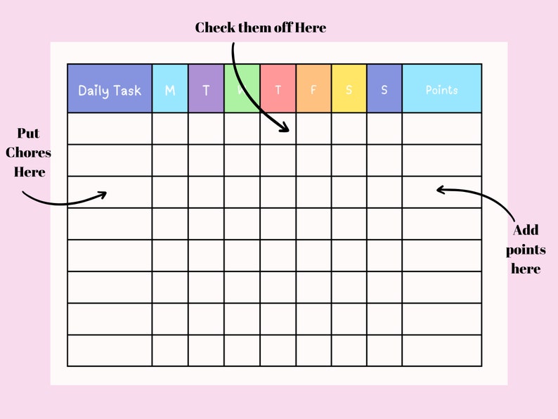 Editable Chore Chart, Kids Chore Chart, Child Chore Chart, Printable ...
