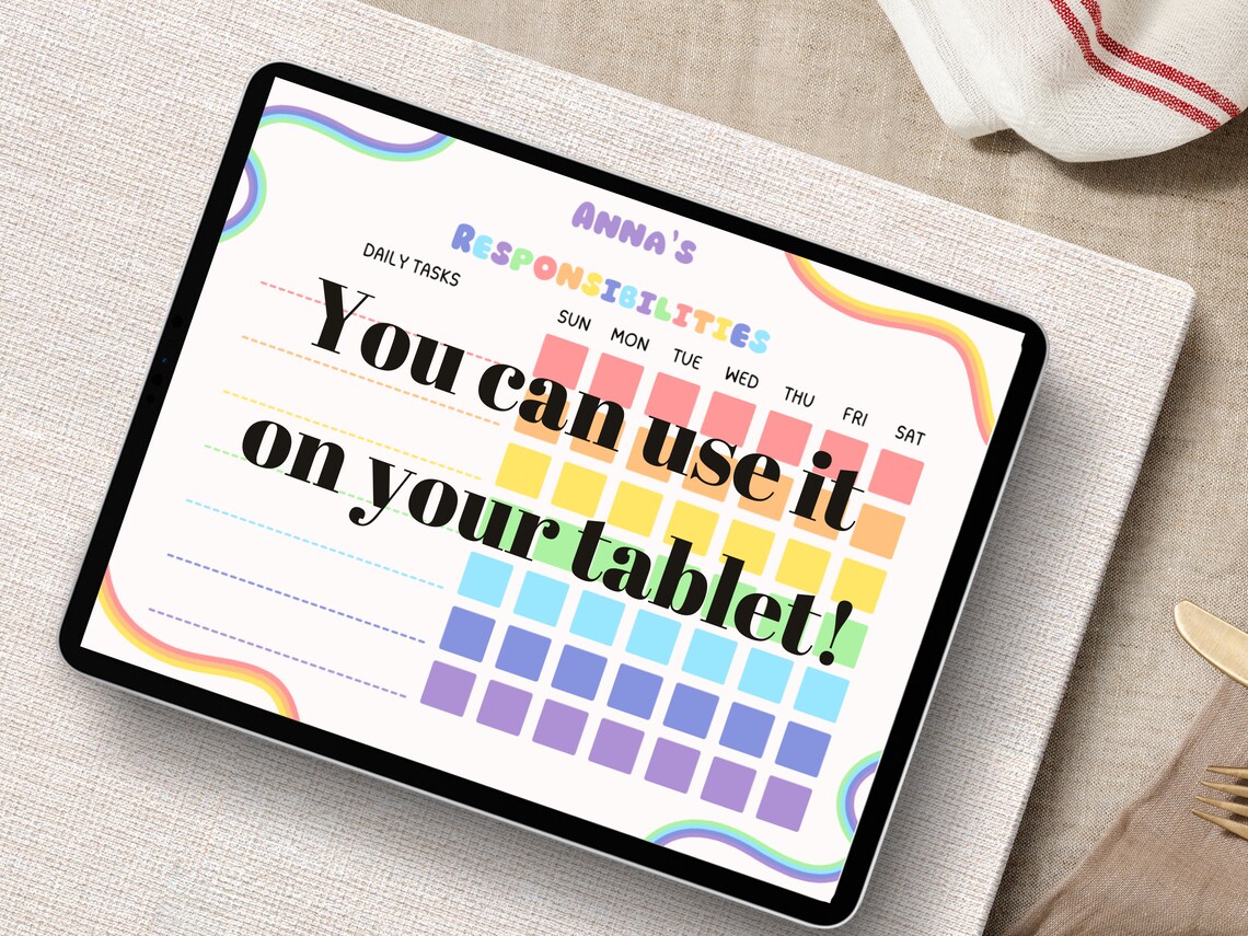 Editable Chore Chart, Kids Chore Chart, Child Chore Chart, Printable ...