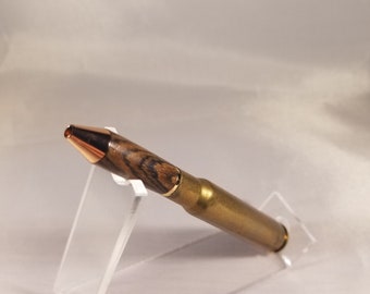 Bullet Pen - .30 Caliber - in zebrawood - Handmade Custom Gift