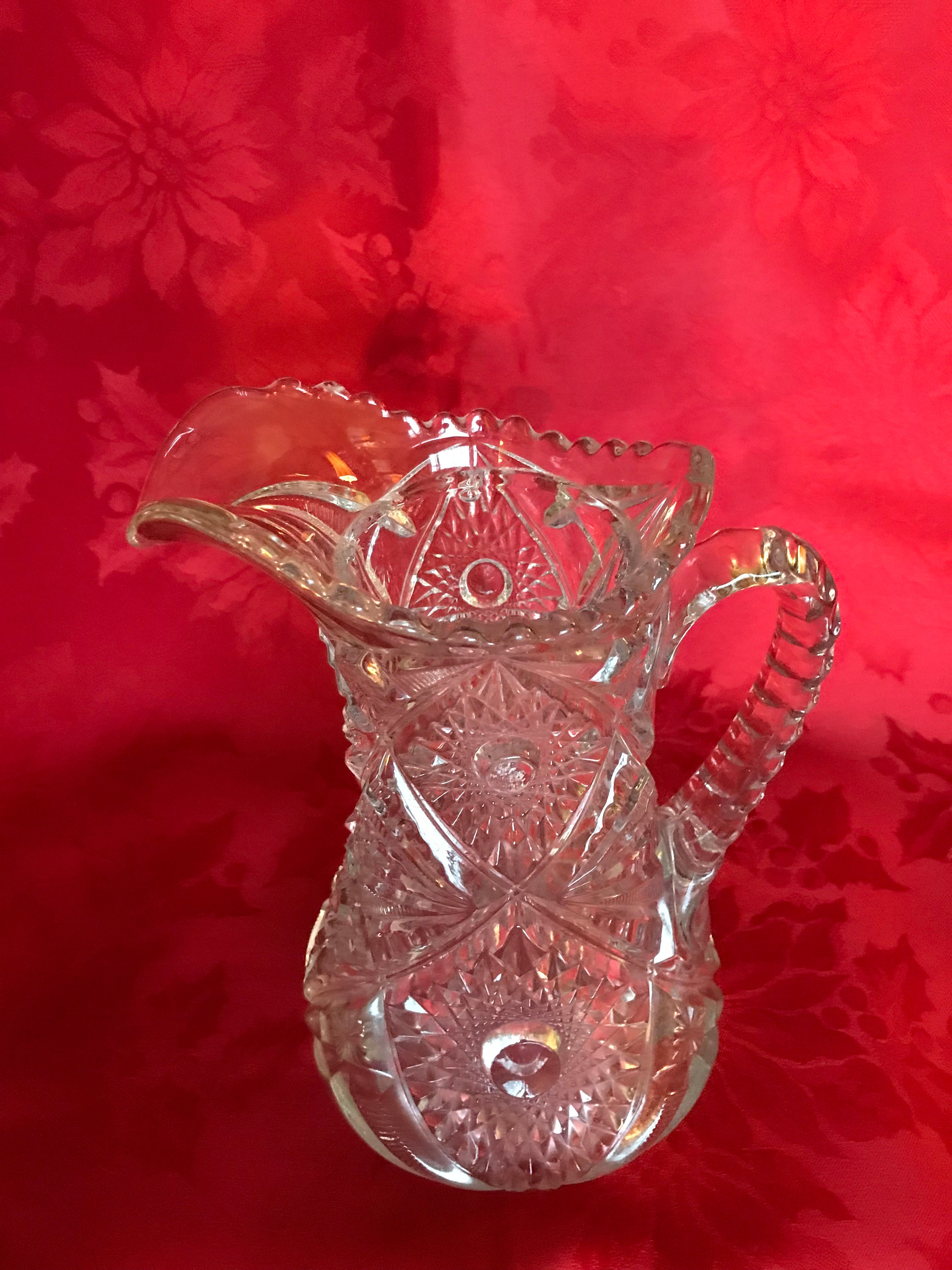 Vintage Lead Clear Crystal Cut Leaded Glass Crystal Pitcher Etsy