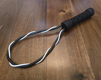 Spanking paddle loop, black & white twist, mature bdsm fetish gear, vegan friendly, uk seller