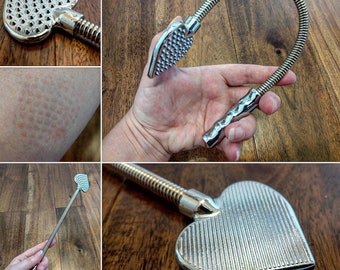 Heart shaped spanking paddle, over the knee discipling cane, mature bdsm fetish gear, vegan friendly kink, uk seller