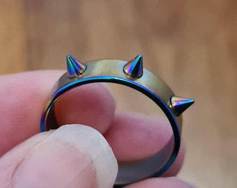 Spiky gothic rings, available in gold, silver, black & rainbow, sensation play, mature bdsm fetish gear, vegan friendly kink, uk seller