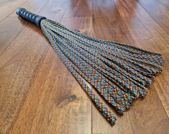 Stunning flogger, blacklight reactive, mature bdsm fetish gear, bondage & discipline, vegan friendly hand made uk seller