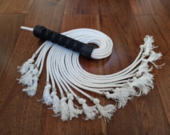 Rope Knot Flogger with Paw Print Metal Beads, Mature BDSM Fetish Gear, Bondage & Discipline, Vegan Friendly Kink, UK Seller