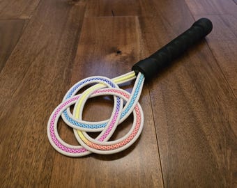 3-Strand Rainbow Rug Beater – UV Reactive Impact Accessory, Handmade UK