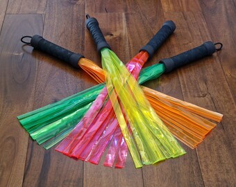 Translucent UV Neon Flogger, Vibrant Bright Colour, Mature BDSM Fetish Gear, Hand Made Vegan Friendly Kink, UK Seller