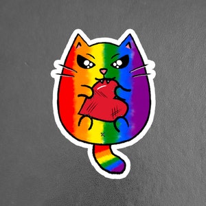 Rainbow LGBTQ+ Angry Cat Sticker