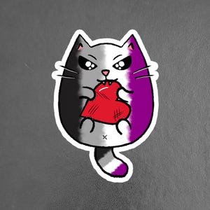 Asexual LGBTQ+ Angry Cat Sticker