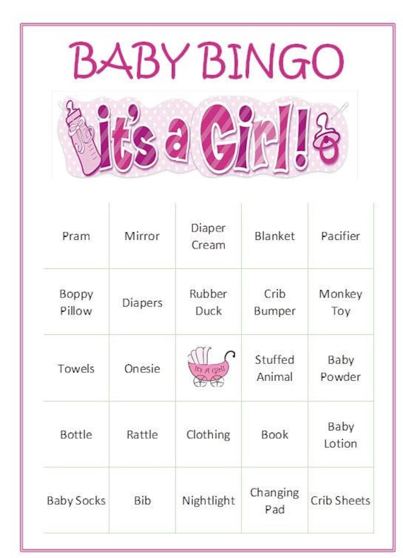 BABY BINGO Baby Shower Game 20 Sheets Players Boy Girl Can Be Etsy