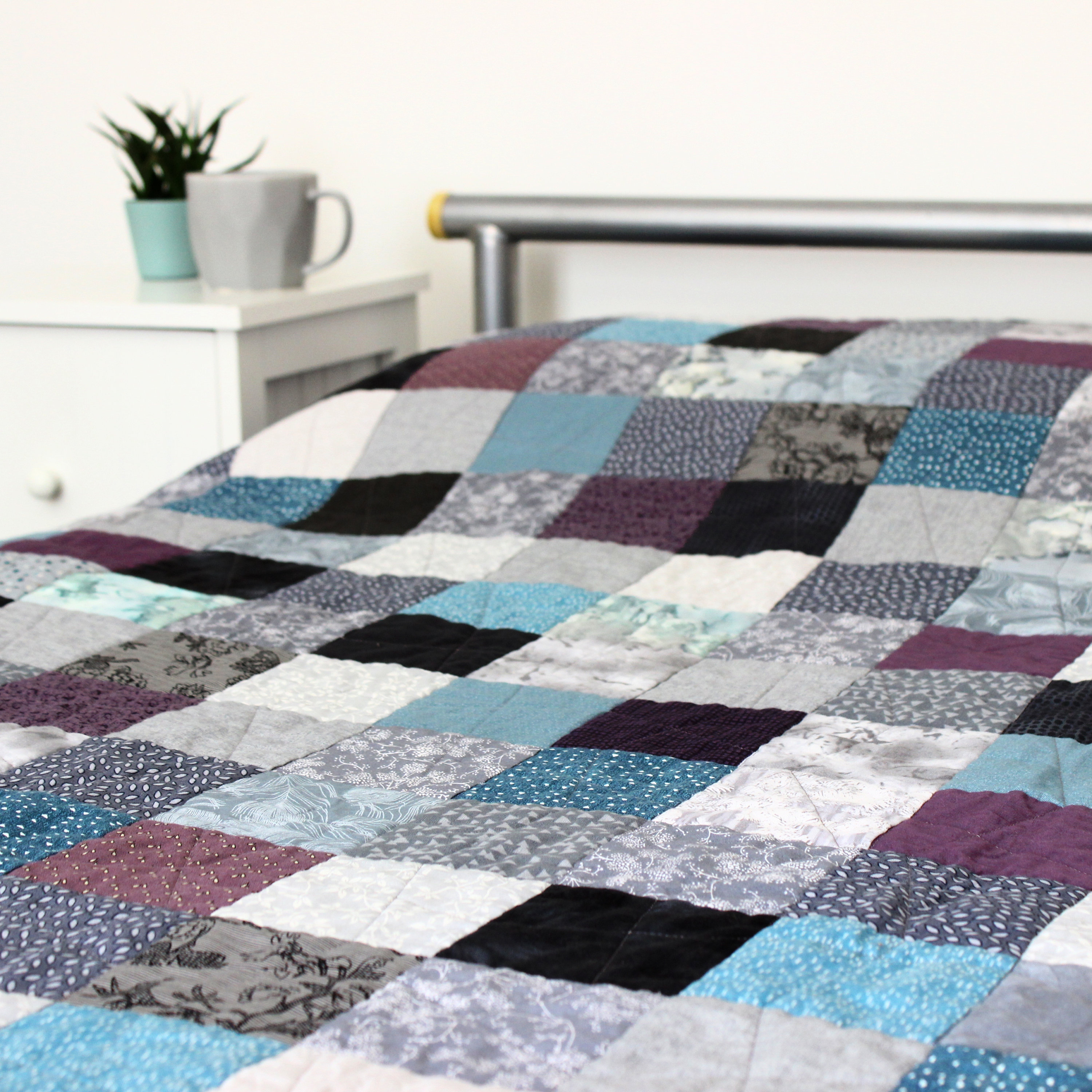 Handmade unisex quilt Grey patchwork quilt modern gray and Etsy