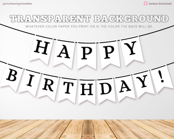 PRINTABLE Happy Birthday Banner Birthday Decorations Black - Etsy
