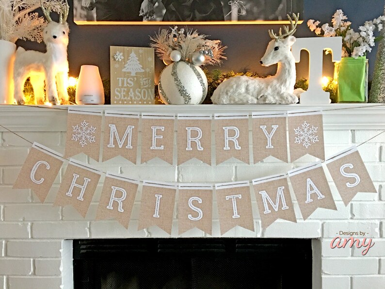 PRINTABLE Merry Christmas Banner Burlap Christmas Banner | Etsy