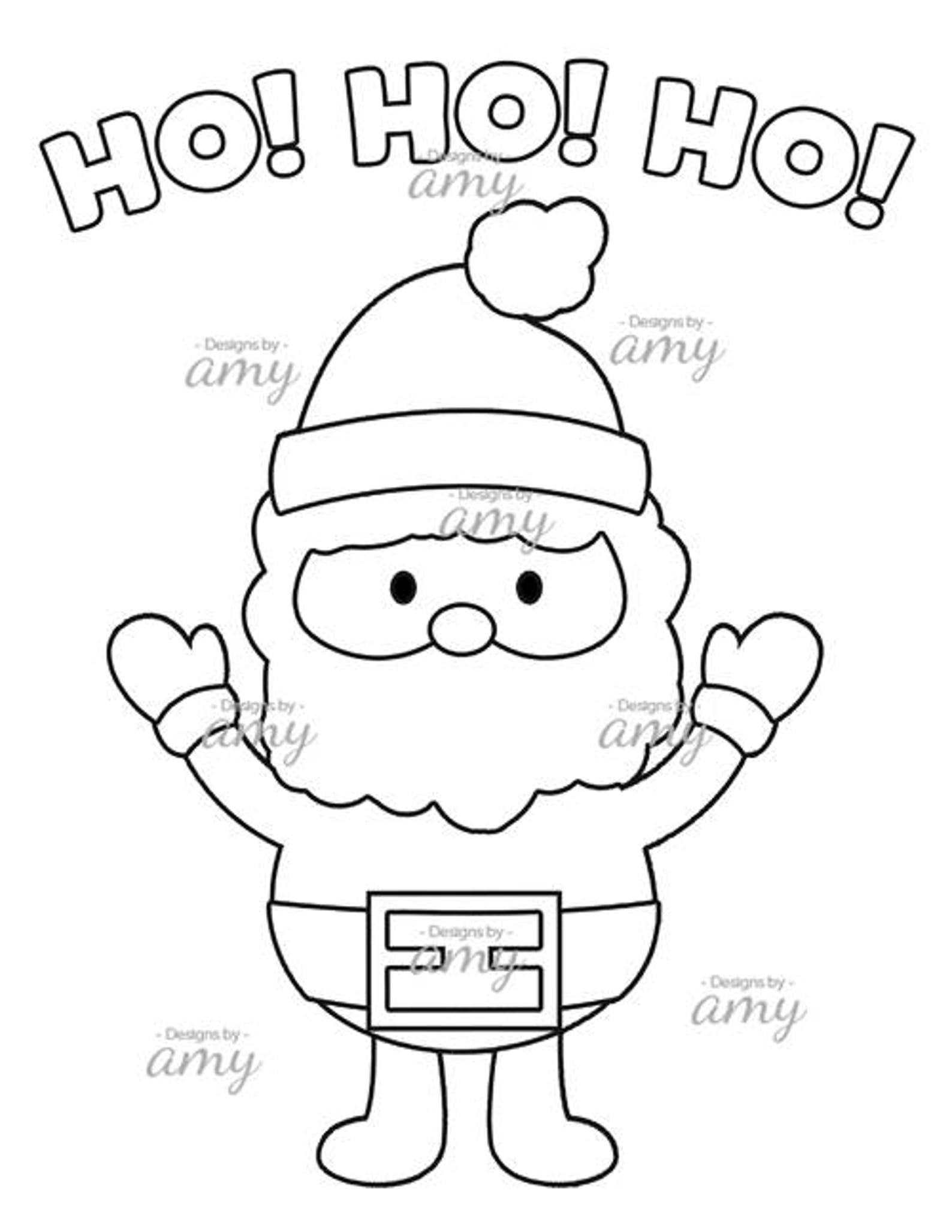 PRINTABLE Christmas Kids Coloring Page of Santa Ho Ho | Etsy