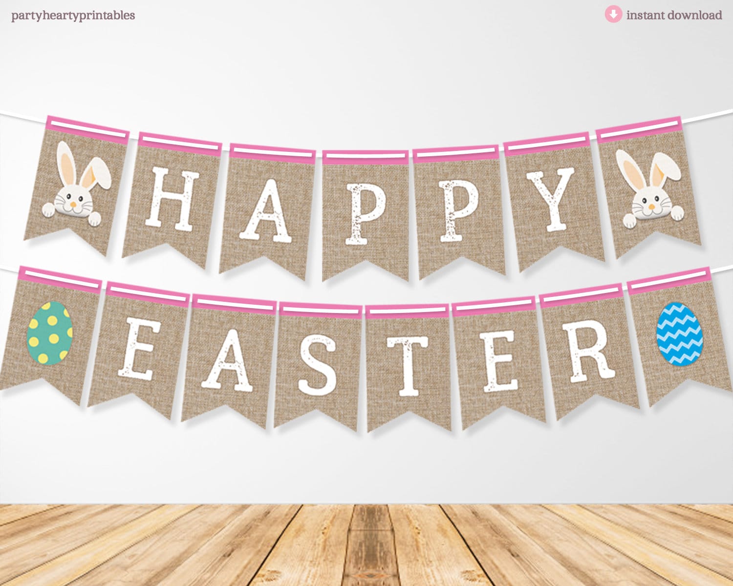 Happy Easter Printable Banner Hoppy Easter Easter - Etsy