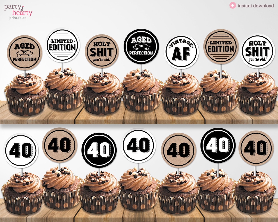Printable 40th Birthday Cupcake Topper Aged to Perfection Limited ...
