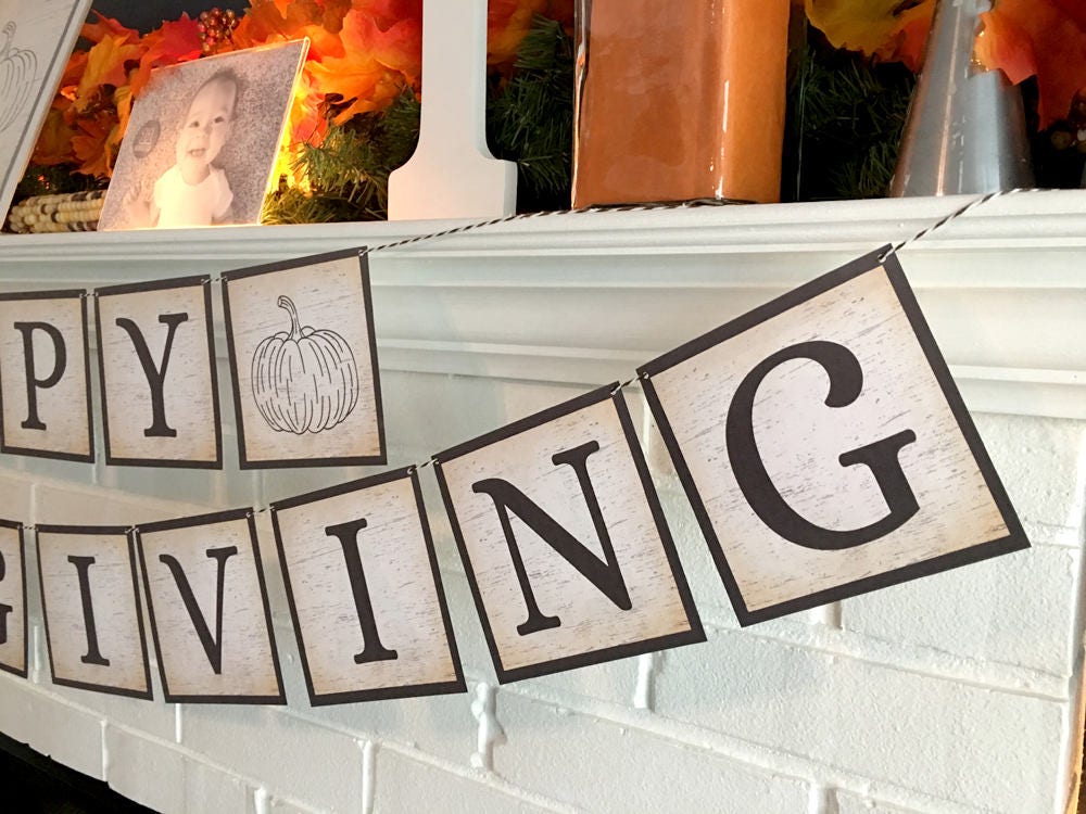 PRINTABLE Happy Thanksgiving Banner, Thanksgiving Banner, Fall Banner ...