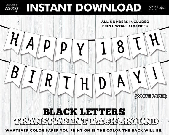 Printable Happy Birthday Banner For Any Birthday Year Happy Etsy