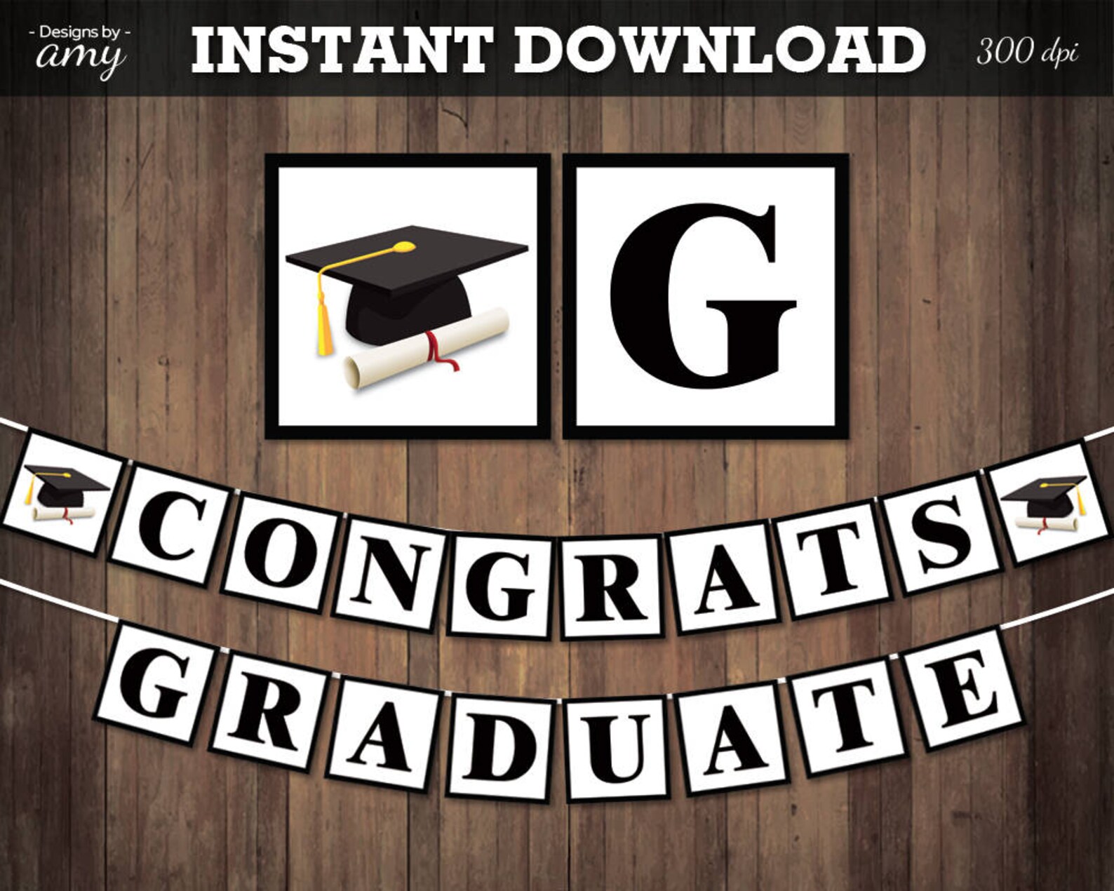 Printable Congrats Banner Congrats Graduate Banner High Etsy
