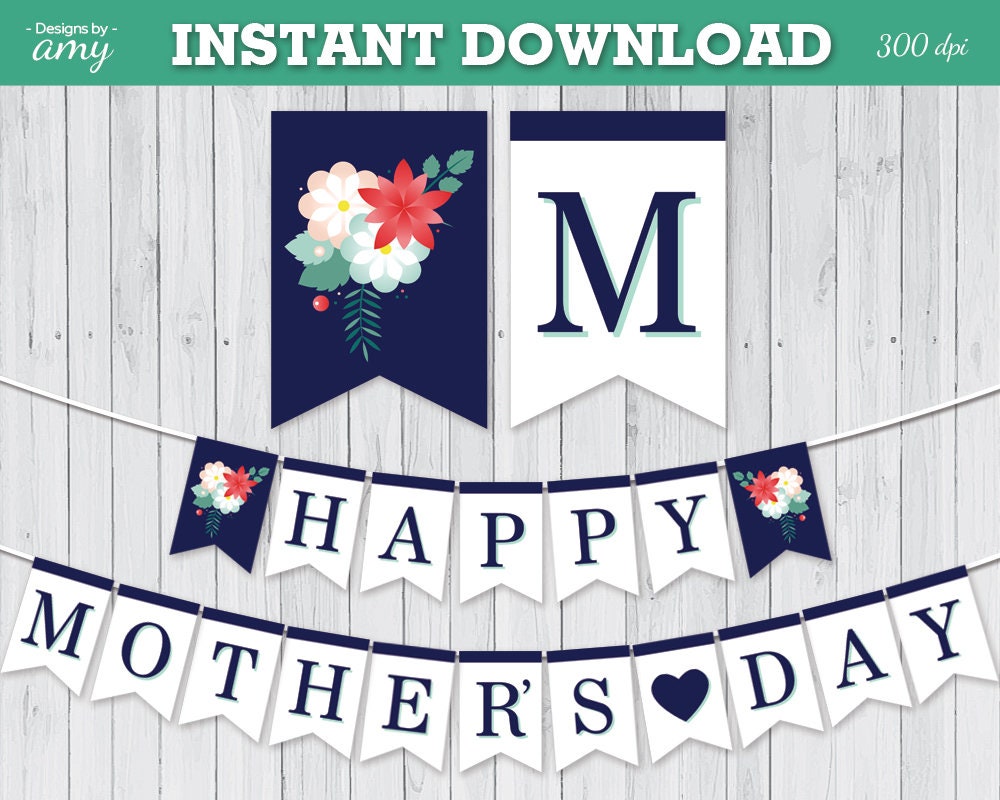 Printable Happy Mother's Day Banner Digital Banner | Etsy