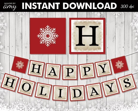 Printable Happy Holidays Banner Office Holiday Party Etsy