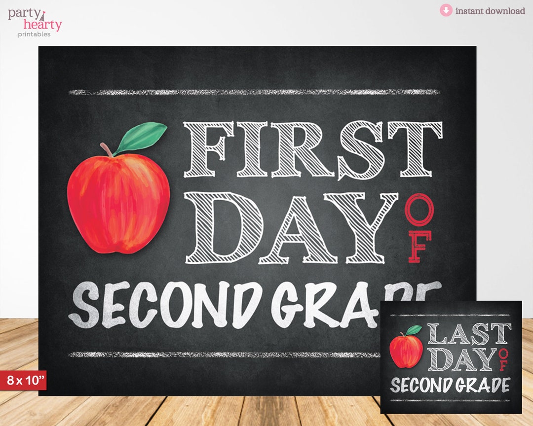 First Day of 2nd Grade Sign Printable 8x10 JPG Photo Prop, Last Day of ...