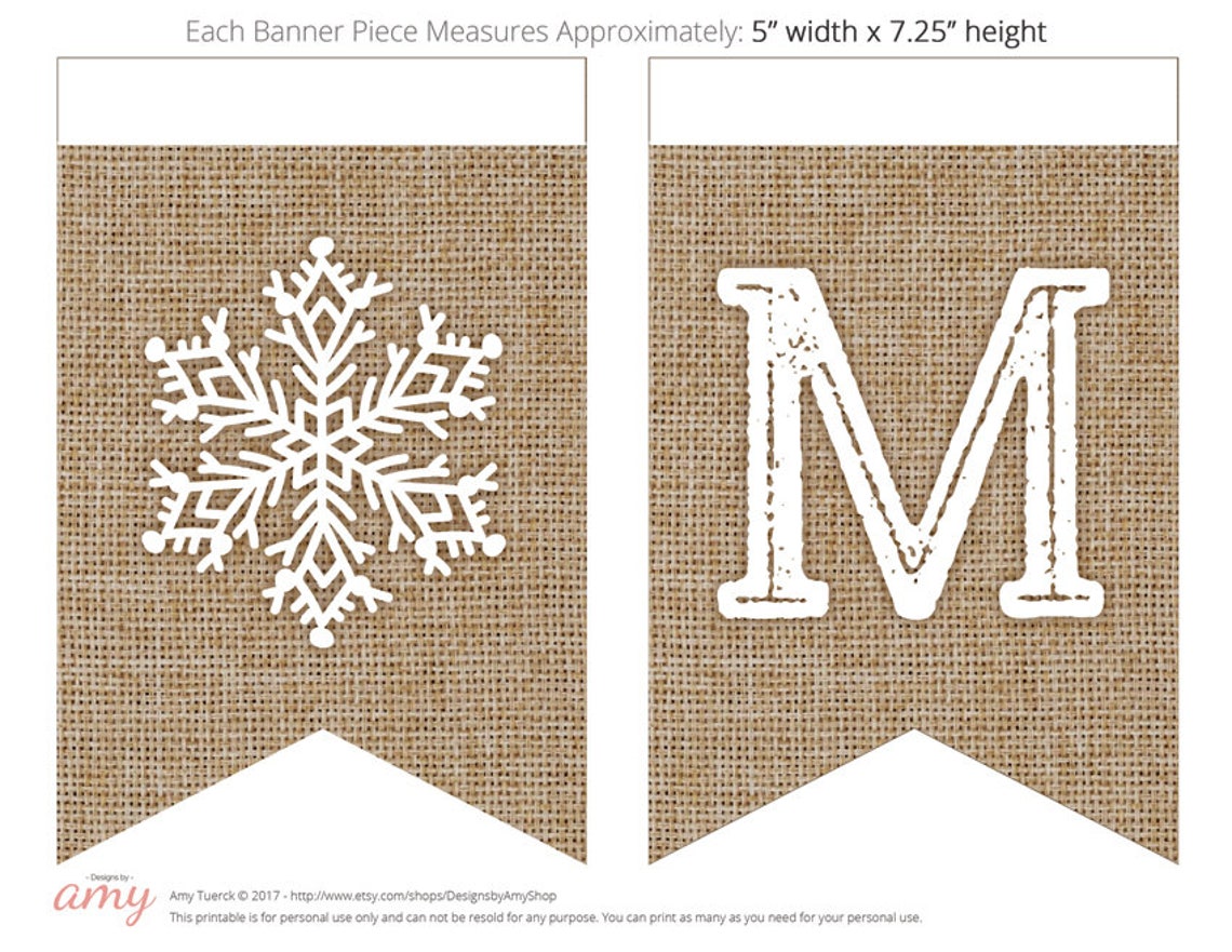 PRINTABLE Merry Christmas Banner Burlap Christmas Banner - Etsy