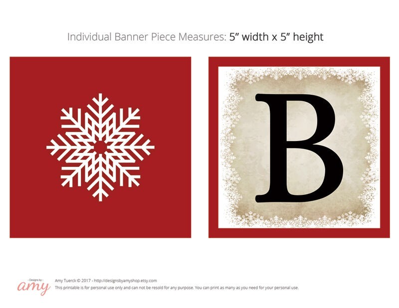 Printable Believe Christmas Banner Red &amp; Beige Christmas | Etsy
