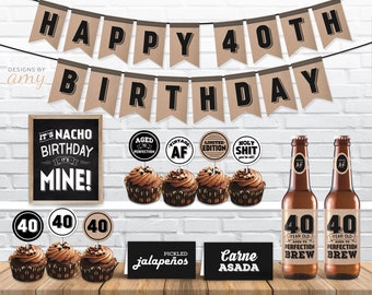 Printable 40th Birthday Party for Him 1982, Beer & Nacho Party Vingtage AF, Instant Download, Digital PDF Download, You Print