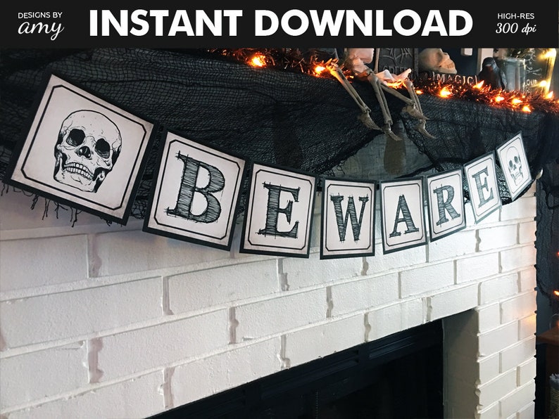 PRINTABLE Halloween Banner Beware Banner Halloween Party - Etsy