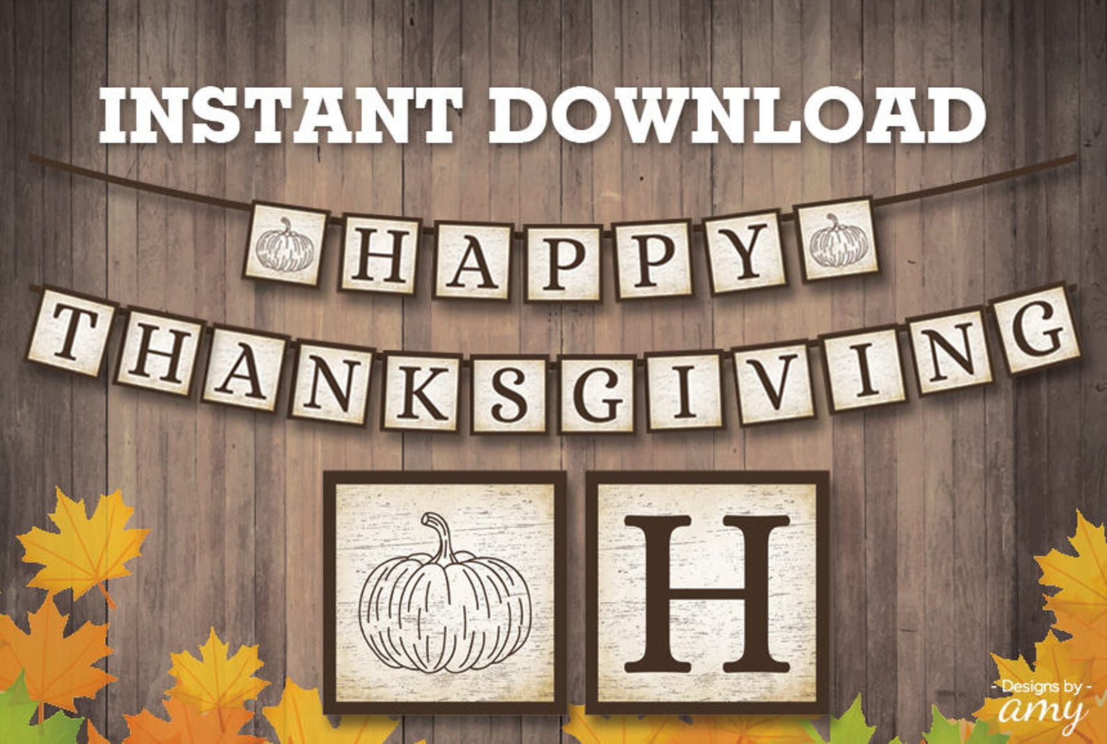 PRINTABLE Happy Thanksgiving Banner Thanksgiving Banner Fall Etsy