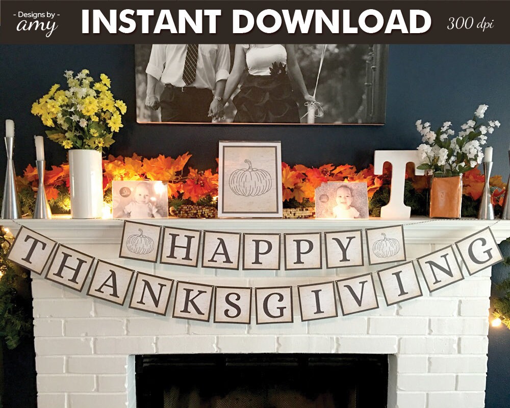 PRINTABLE Happy Thanksgiving Banner Thanksgiving Banner Fall | Etsy