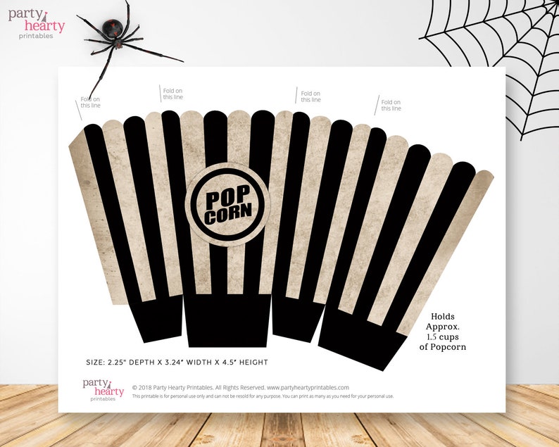 PRINTABLE Popcorn Box Halloween Popcorn Box Halloween Party - Etsy
