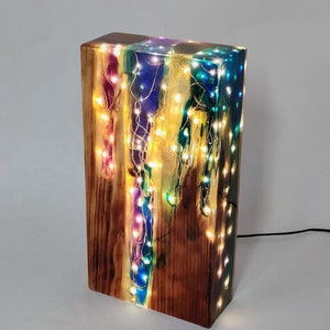 Rainbow Lamp Reclaimed Wood Light Sculpture Wooden Table Lamp Unique Lighting Wood Desk Lamp. image 2