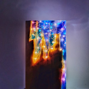 Sea glass and resin light sculpture – coloured sea glass – cast in resin –  lamp – Rachel Calder Design