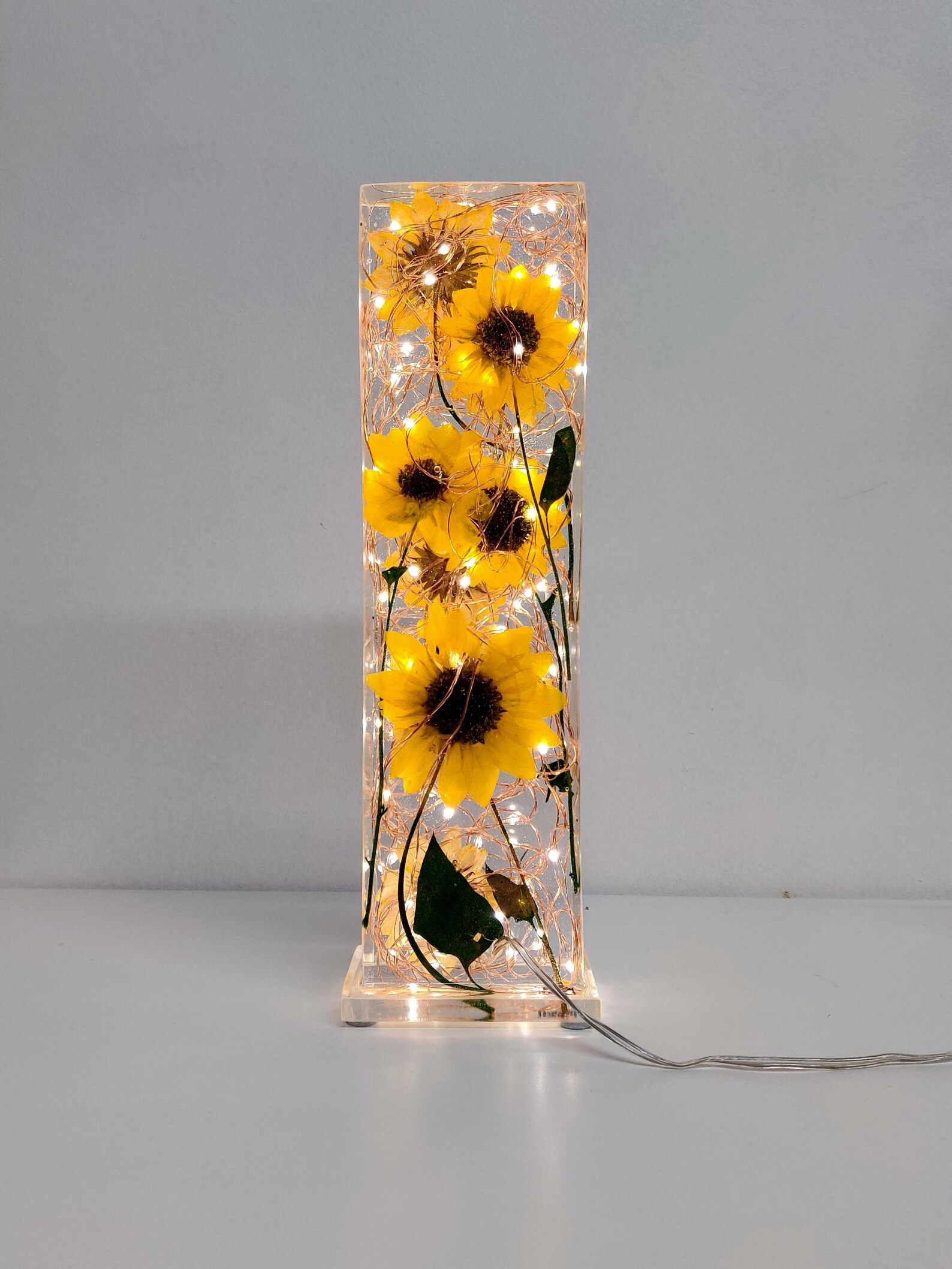 Sunflower lamp Real sunflowers Resin lamp epoxy lamp Etsy