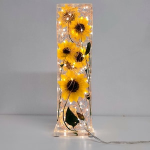 Sunflower Light Sculpture Sunflower Lamp Sunflower Kitchen Decor Sunflower Wedding Gift Accent Lamp Preserved Sunflowers. image 5