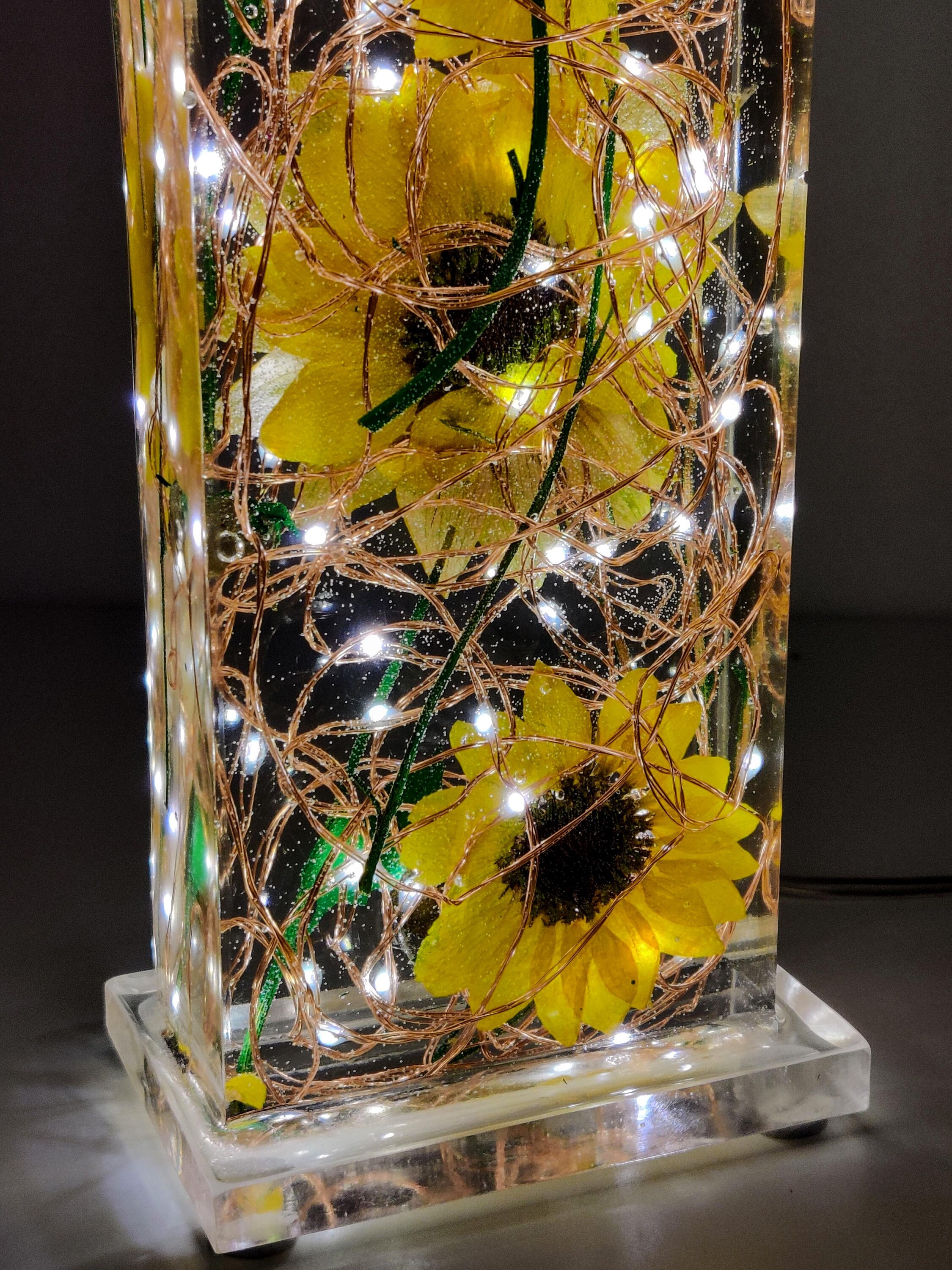 Sunflower lamp Real sunflowers Resin lamp epoxy lamp Etsy