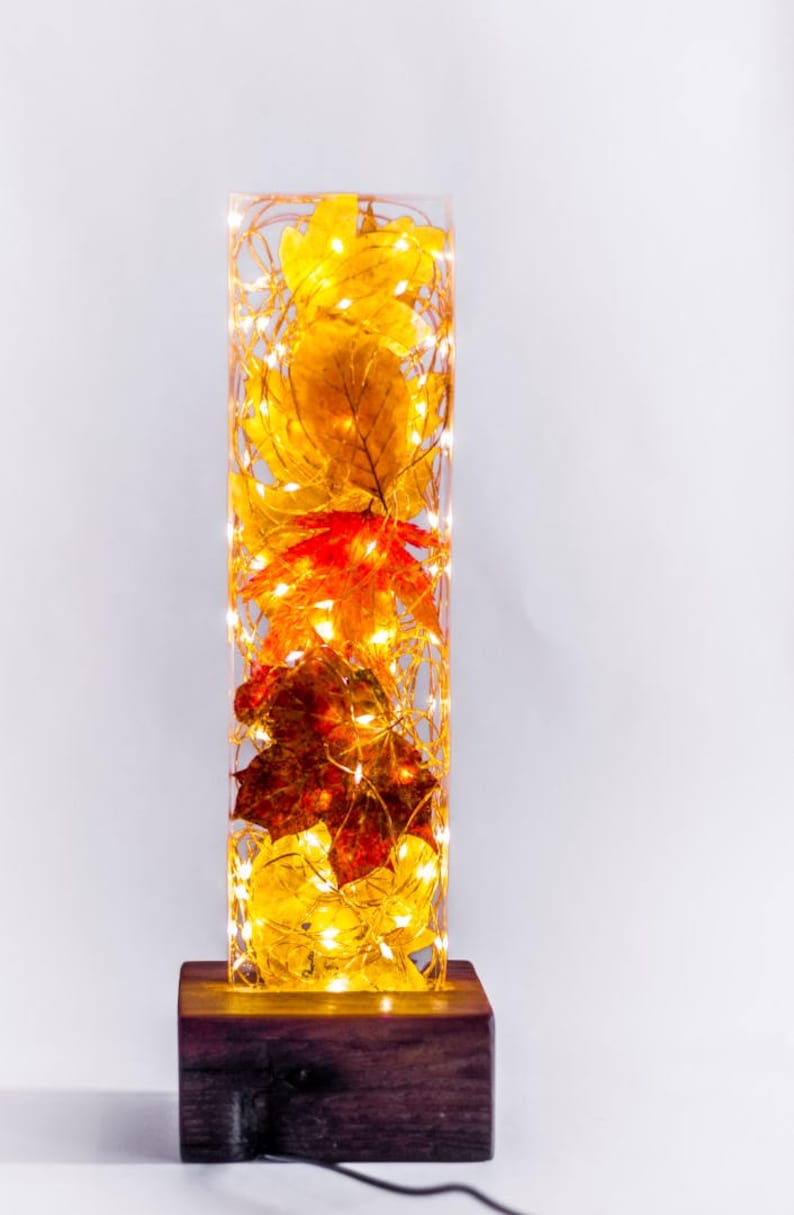 Autumn Leaves Resin Light Sculpture With Antique Reclaimed - Etsy UK