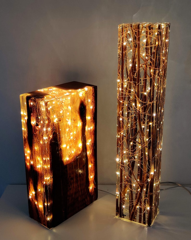 Willow wood anniversary gift willow tree resin lamp light Etsy